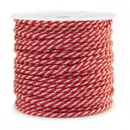 Hilo macramé espiral 1.5mm - Dorado-rojo blanco